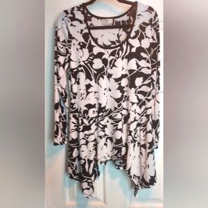 Eci New York Women's Black & White Long Sleeve Tunic Top Size M